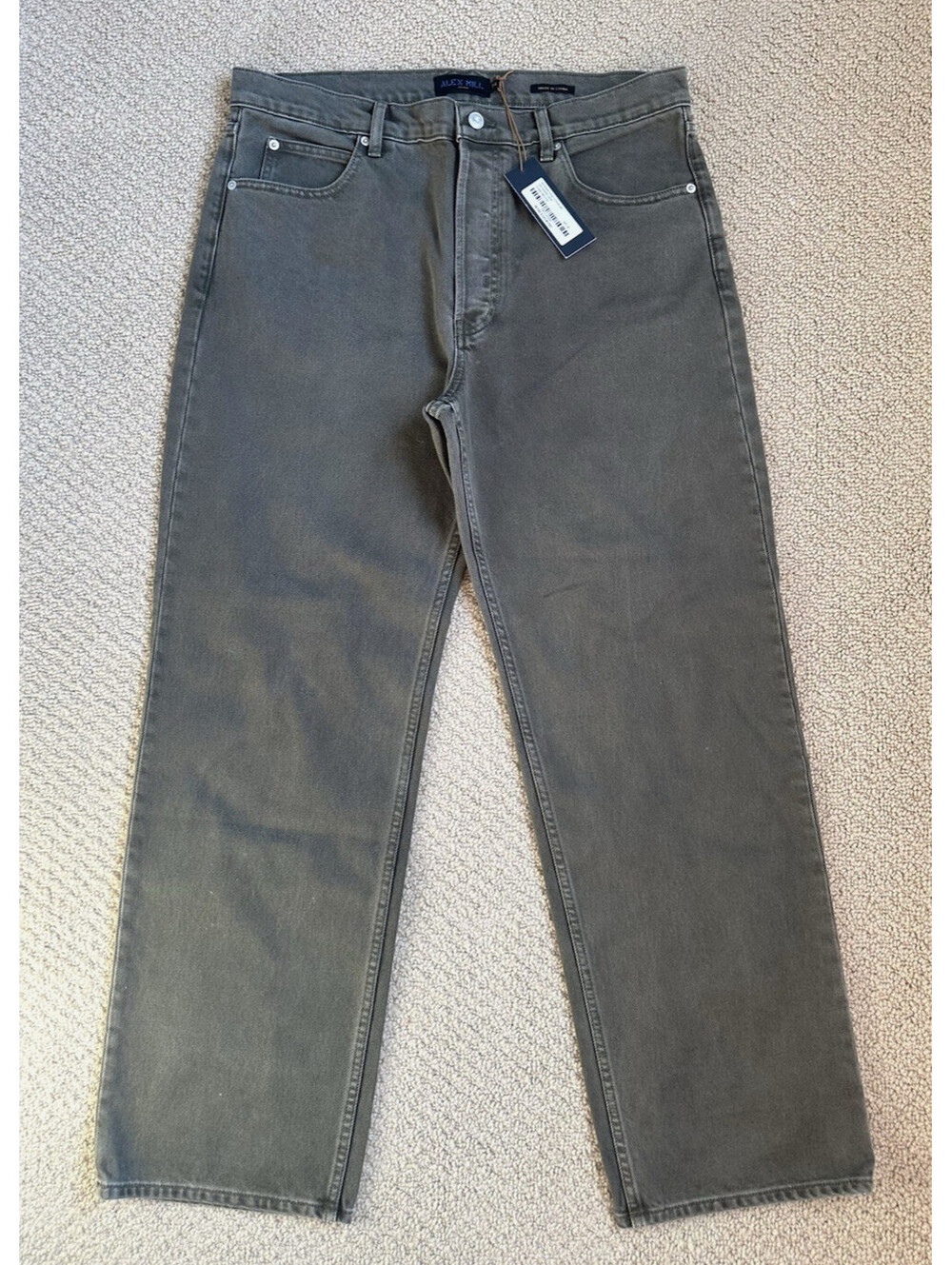 Alex Mill Relaxed Straight 5 Pocket Jeans Vintage Deep Olive 34x30 MSRP $225 NWT